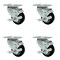 Service Caster 3.5 Inch Black Polyurethane Wheel Swivel Top Plate Caster Set with Brake SCC SCC-20S3514-PPUB-BLK-TLB-4 - alternate 1